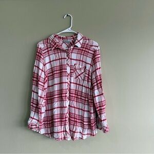 Catherines Red and White Plaid Top